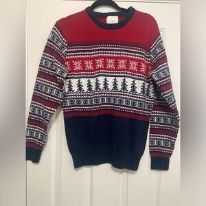 Aspen Men's Large Red and Blue Patterned Ugly Christmas Sweater